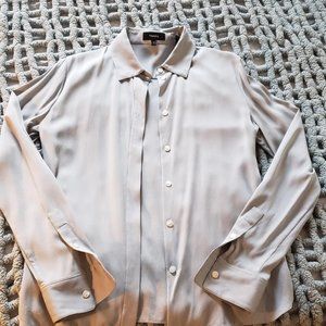 Theory Classic Fitted Shirt In Core Stretch Silk Gray